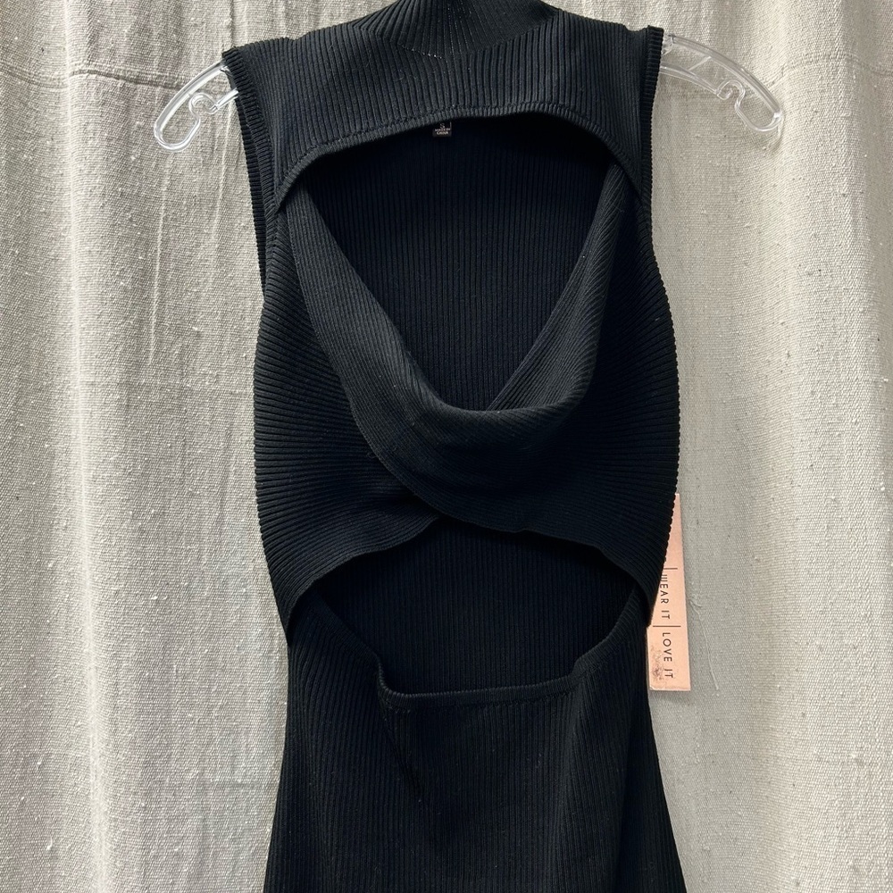 Almost Famous NWT Ribbed Bodycon Dress Women Small Black Knee Length/ size S - Picture 7 of 12